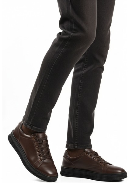 Kahve Hakiki Deri Bağcıklı Erkek Casual Ayakkabı