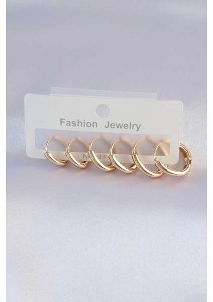 Bfs Pirinç Gold Renk Oval Küpe Seti