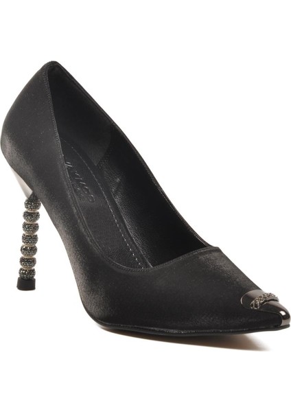 Ayakmod 357191 Z Siyah Saten Kadın Topuklu Ayakkabı fırsatları