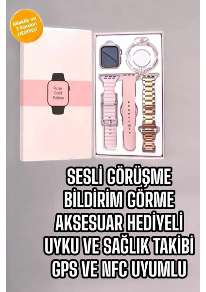 Akıllı Saat Amoled Ekran 3 Kordonlu Aksesuar Hediyeli Sesli Görüşme fiyatları