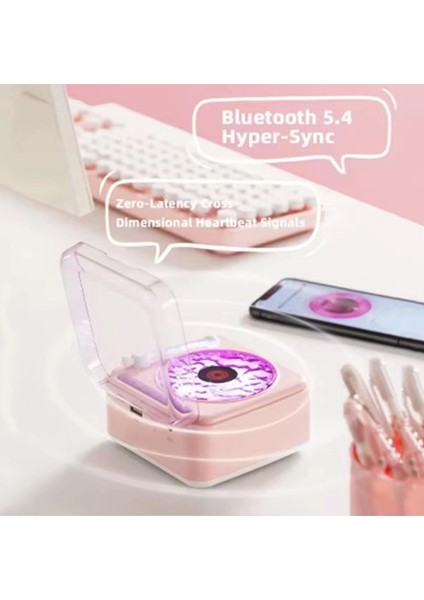 Nostalji Mini Plak Görünümlü Radyolu Bluetooth Hoparlör 3D Ses Dalgası Retro Müzik Plak Pembe ( Lisinya ) fiyatları