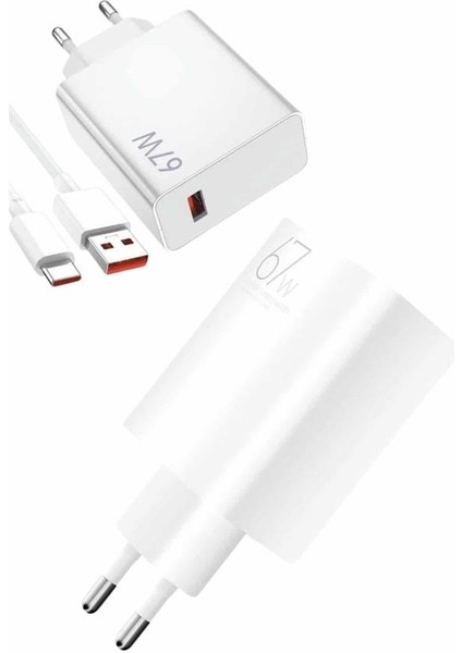 Beyaz Ultra Plus Hızlı Şarj Seti Şarj Adaptörü ve Kablosu 67W modelleri