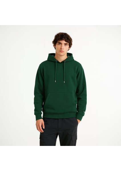 Pamuklu 3 İplik Basic Kapşonlu Sweatshirt, Erkek Sweatshirt, Yeşil Basic Sweatshirt, Hoodie fiyatları