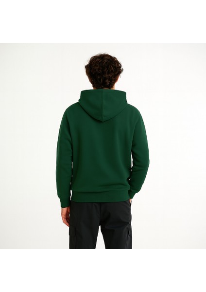 Pamuklu 3 İplik Basic Kapşonlu Sweatshirt, Erkek Sweatshirt, Yeşil Basic Sweatshirt, Hoodie modelleri