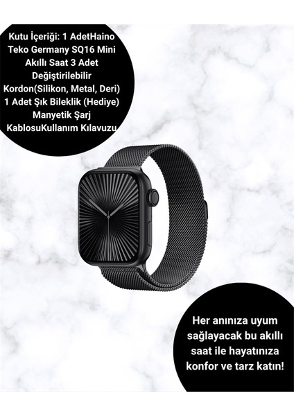 Sq-16 Mini Series 10 – Dokunmatik Akıllı Saat | Kalp Ritmi, Spo2, Uyku Takibi