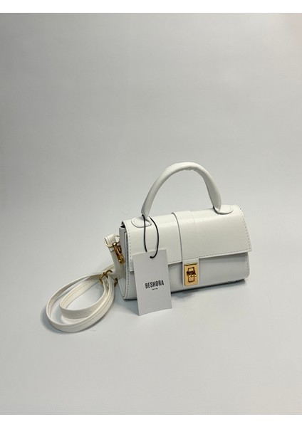 Martha Beyaz Mat Kadın Omuz ve Kol Çantası