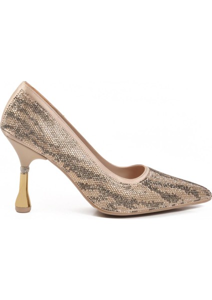 248245 Z Bej Saten Taşlı Kadın Topuklu Ayakkabı fiyatları