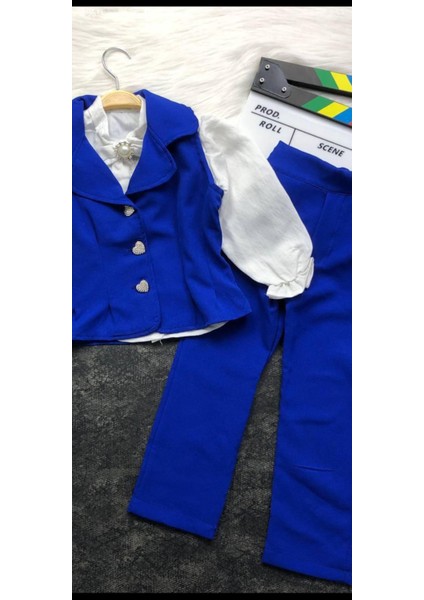 Kız Çocuk 3'lü Takım - Yelek - Gömlek- Pantolon + Broş Hediye indirimleri