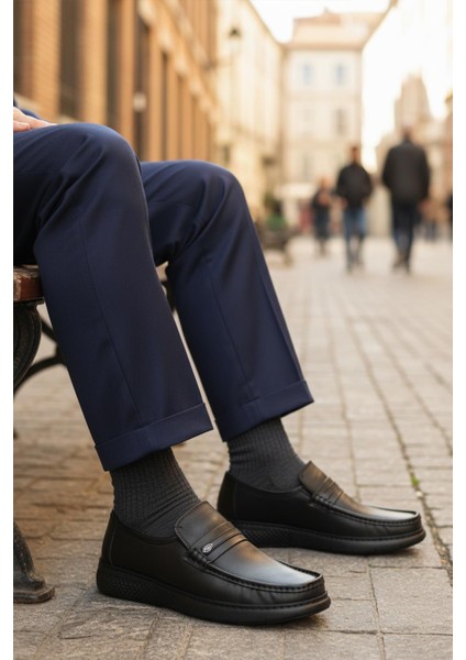 Dsn 2030 M Siyah Hakiki Deri Erkek Günlük Ayakkabı