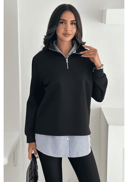 Fermuarlı Oversize Sweatshirt & Gömlek – Katmanlı Şehir Stili modelleri