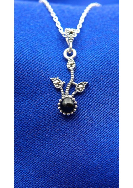 925 Ayar Kadın Oltu Taşı Kadın Kolye SK000120 fiyatları