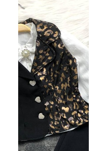 Kız Çocuk 3'lü Takım - Yelek - Gömlek- Pantolon + Broş Hediye fiyatları