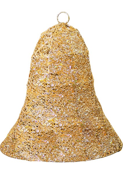 Yılbaşı Süsü Simli Tel 3 Boyutlu Çan Şampanya 30 cm