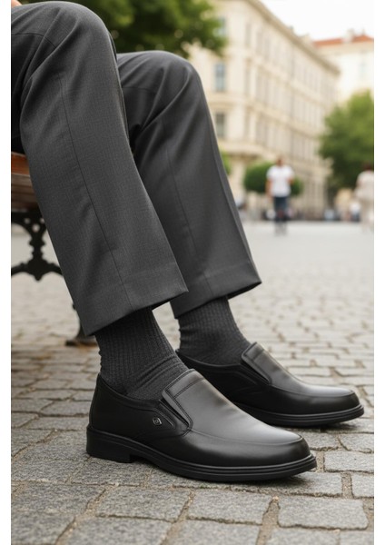 Dsn 2036 M Siyah Hakiki Deri Erkek Günlük Ayakkabı