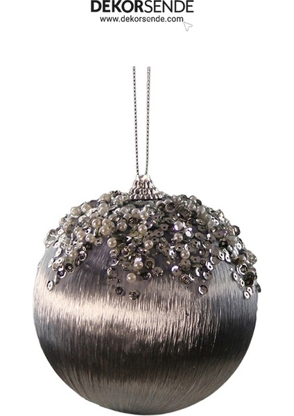 Yılbaşı Süsü Buzul Taş Işlemeli 2'li Set Top Antrasit 10 cm fiyatları