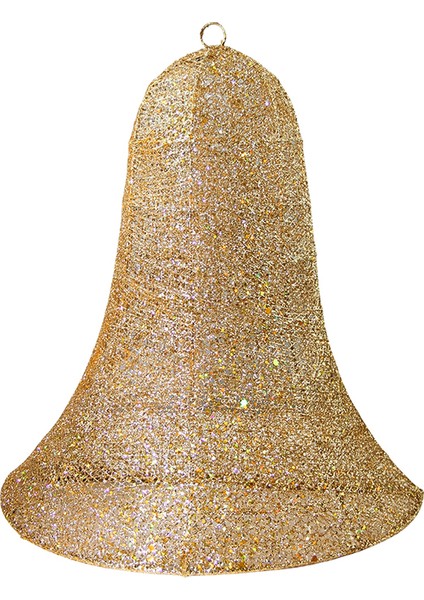 Yılbaşı Duvar Süsü Simli Tel Tek Yön Yarım Çan Şampanya 30 cm