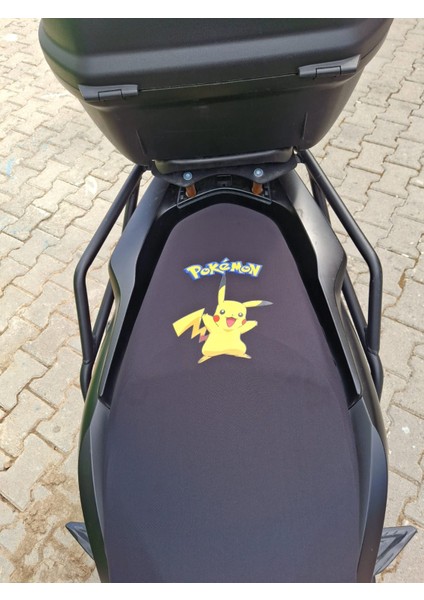 Pokemon Pikachu Desenli Siyah Motosiklet Koltuk Kılıfı Ekonomik