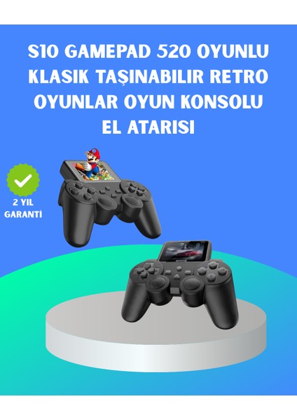 2.4 Inç Ekranlı 500 Oyunlu Taşınabilir Retro Oyun Konsolu, Şarjlı El Tipi Mini Oyun Makinesi,