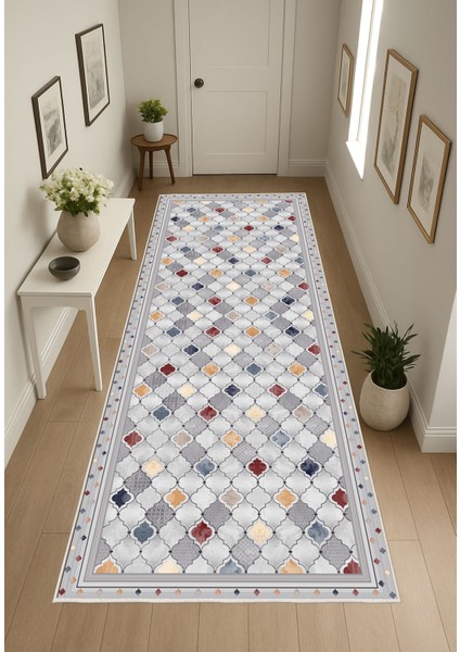 Gri Dijital Baskı Salon Halısı Kaymaz Tabanlı Yıkanabilir Halı Yolluk modelleri