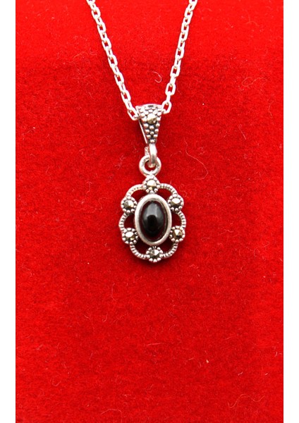 925 Ayar Kadın Oltu Taşı Kadın Kolye SK000121