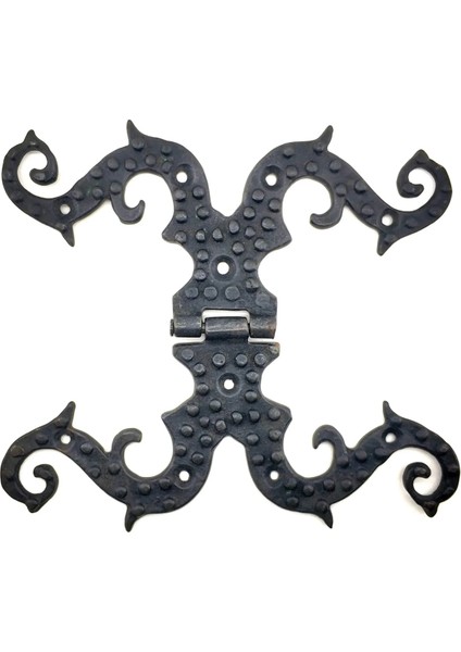 Antika Tarz Dekoratif Pirinç Süslü Menteşe - 190X170 Mm, Oksit ( Lisinya )