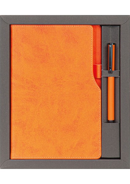 Karabük Hediyelik Set - Turuncu Defter ve Turuncu Kalem.