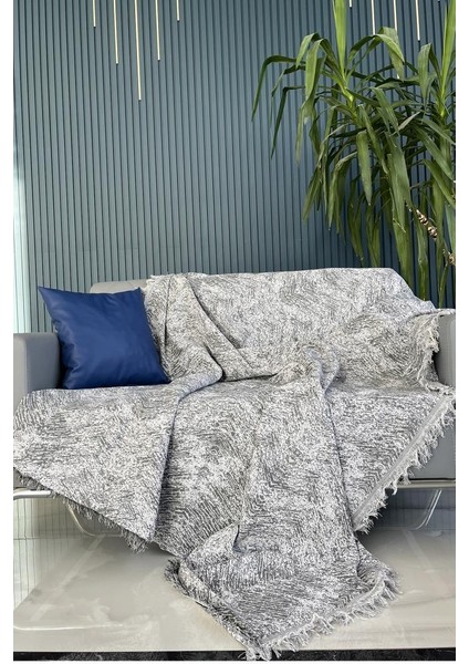 Saçaklı Lüks Koltuk Örtüsü 170X220 cm Antrasit