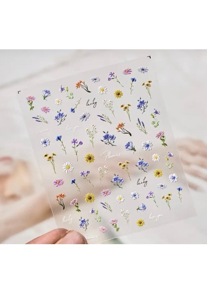 Rengarenk Bahar Otları Tırnak Süsleme Stickerı Nail Art Süslemeleri