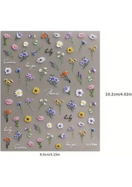 Rengarenk Bahar Otları Tırnak Süsleme Stickerı Nail Art Süslemeleri fiyatları