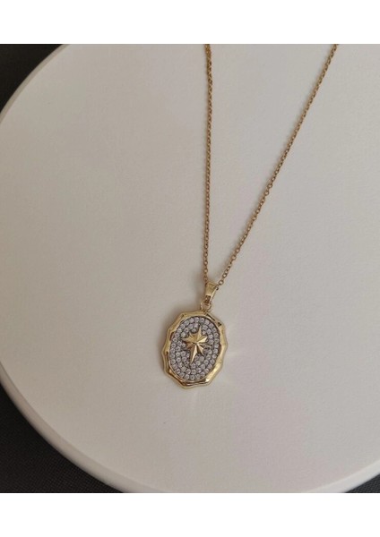 Kutup Yıldızı Çelik Gold Renk Kolye