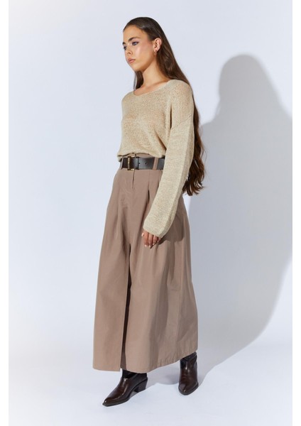 Kadın Vizon Önden Yırtmaçlı Uzun Kemerli Etek fiyatları