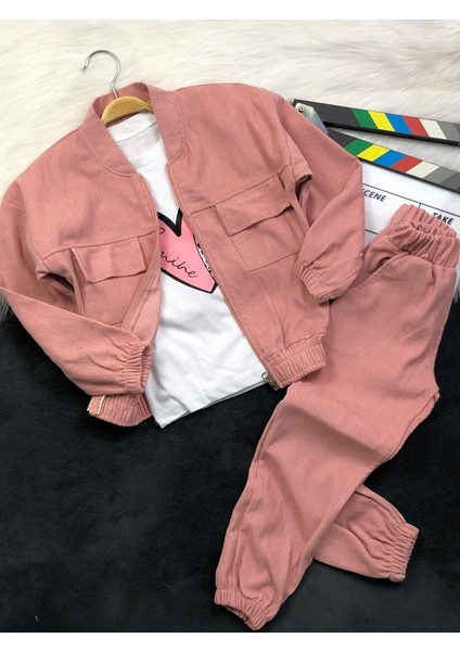 Kız Çocuk Kadife Üçlü Takım - Ceket- Body - Pantolon fiyatları