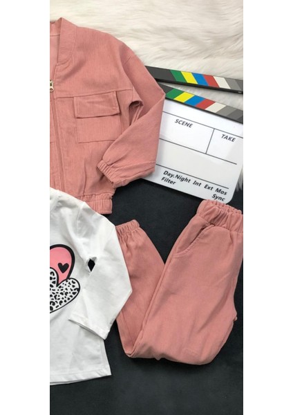 Kız Çocuk Kadife Üçlü Takım - Ceket- Body - Pantolon fırsatları