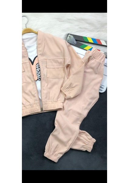 Kız Çocuk Kadife Üçlü Takım - Ceket- Body - Pantolon