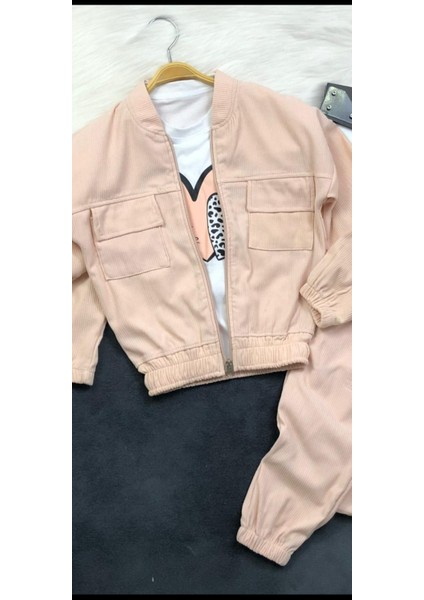 Kız Çocuk Kadife Üçlü Takım - Ceket- Body - Pantolon