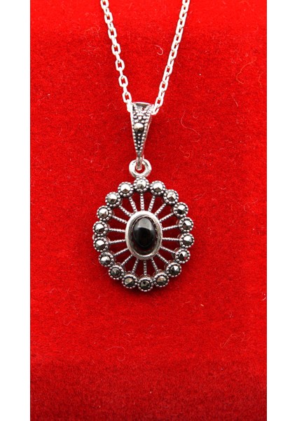 925 Ayar Kadın Oltu Taşı Kadın Kolye SK000123