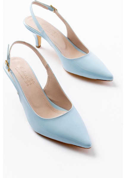 ST-1152 Bebe Mavi Rugan Günlük 7 cm Topuklu Kadın Ayakkabı modelleri