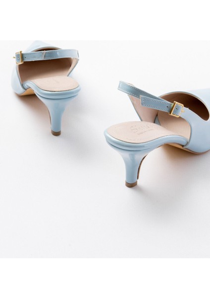 ST-1152 Bebe Mavi Rugan Günlük 7 cm Topuklu Kadın Ayakkabı indirimleri