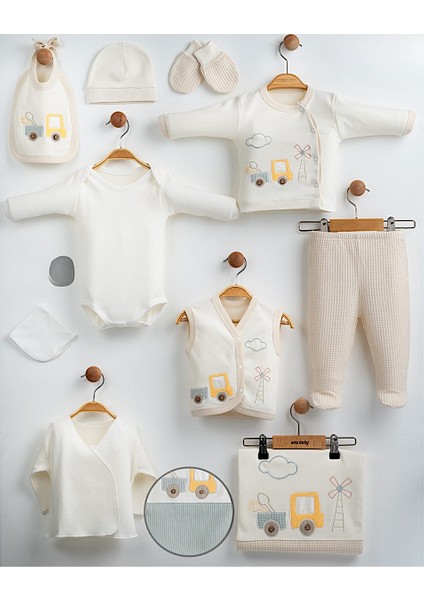 Erkek Bebek 0-3 Ay Gaye Organik Pamuk Kamyon Nakışlı 10 Lu Premium Set fiyatları