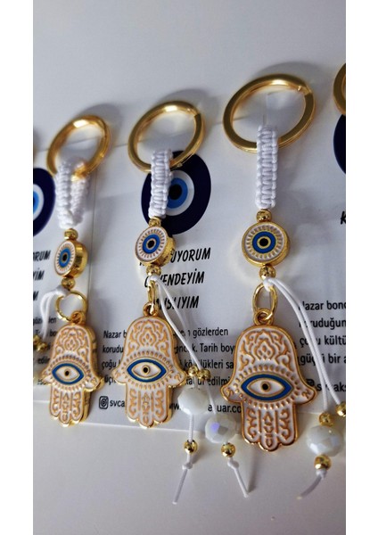 Hediyelik Fatma Ana Eli & Hamse Anahtarlık - Beyaz 9,5 cm fiyatları