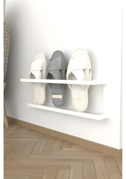 Duvar Montajlı Metal Terlik Düzenleyici Modern Minimalist Antre & Hol Toparlayıcı 15X58X10 cm