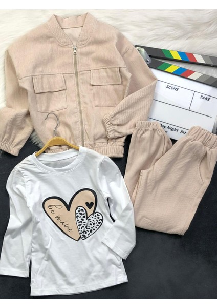 Kız Çocuk Kadife Üçlü Takım - Ceket- Body - Pantolon modelleri