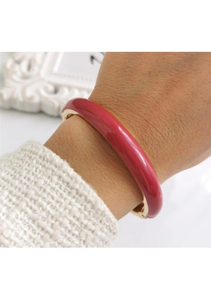 Mineli Mermer Desenli Koyu Pembe Düz Kelepçe