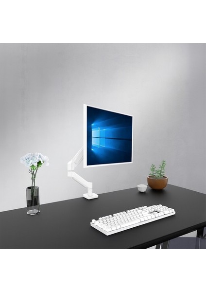 Beyaz Tek Monitör Kolu - Yükseklik Ayarlı 360 Derece Dönen Monitör Standı indirimleri