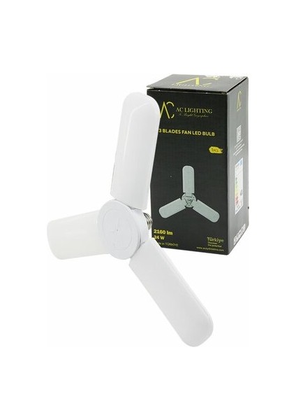 3 Kollu 30W=270W - E27 Beyaz LED Ampul 2400LM - 6500K - 15CMX 3 Kanat SR-2430 (5067)