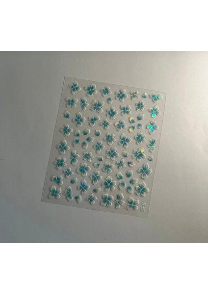 Mavi Çiçekli Holografik Etkili Tırnak Süsleme Stickerı Nail Art Süslemeleri fiyatları