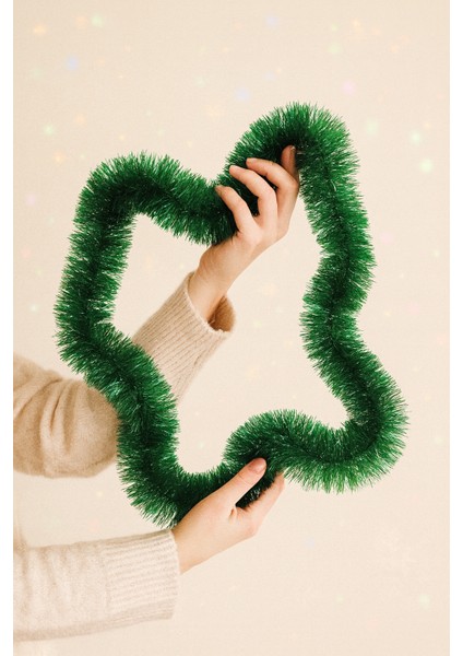 Kalın Yeşil Simli Garland – Yılbaşı Ağacı ve Parti Kutlama Boyun Süsü 175 cm - 1 Adet