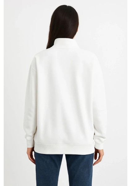 Monsi Kadın Üç Iplik Dık Yaka Yarım Fermuarlı Sweatshirt