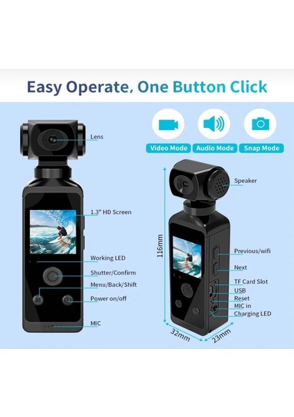 270° Döndürülebilir 4K Aksiyon Kamerası fırsatları