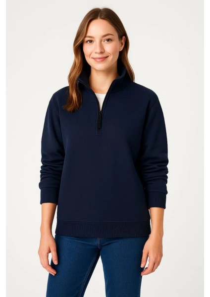 Monsi Kadın Üç Iplik Dık Yaka Yarım Fermuarlı Sweatshirt fiyatları